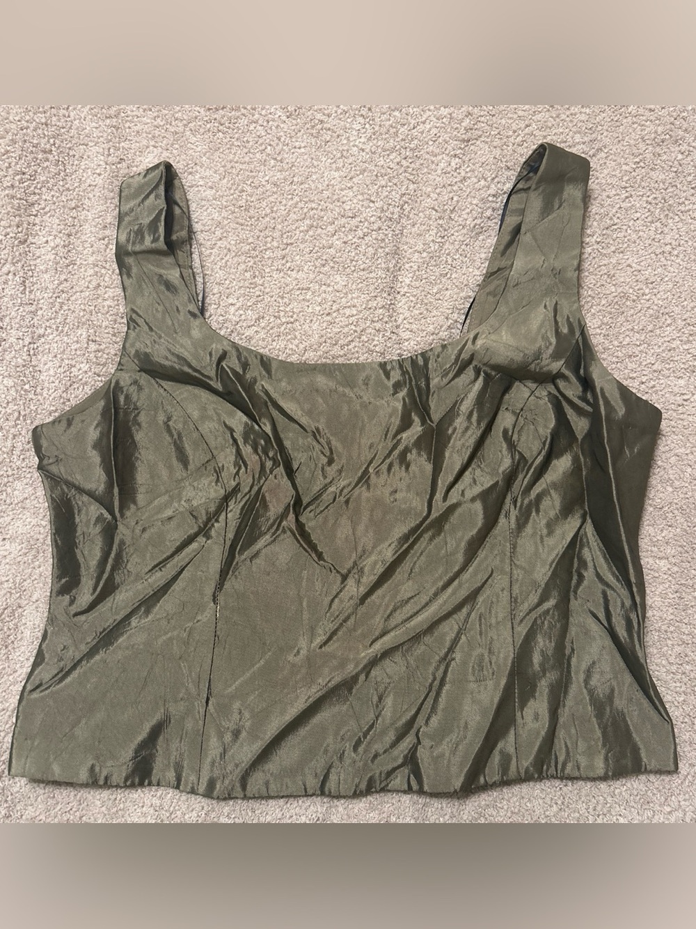 Vintage Olive Green Zip-Front Camisole